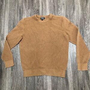 Express Women’s Brown/Tan Waffle Knit Cotton Crew Neck Sweater - Large